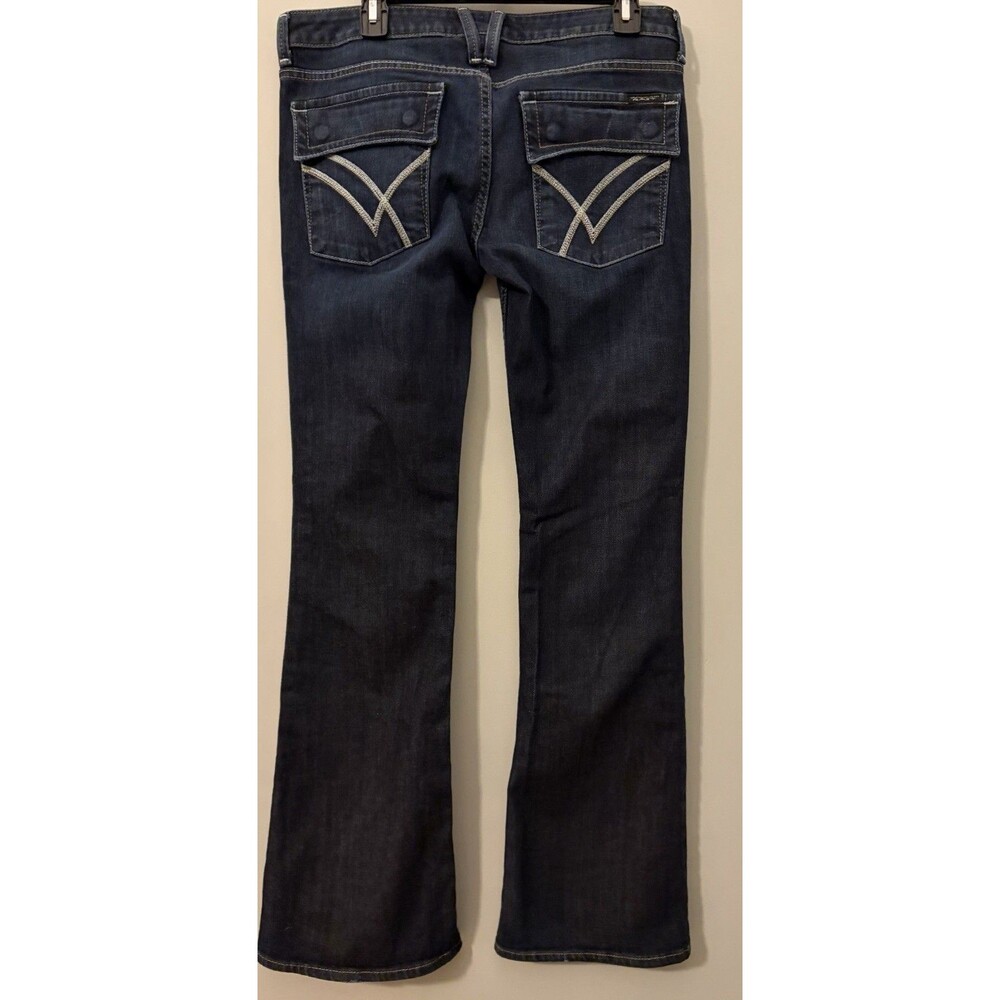 William Rast Belle Flare The Flap Low Rise Dark Denim Jeans Size 31 Y2K Boho